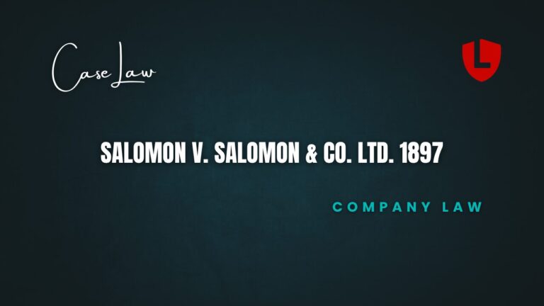 Salomon v. Salomon & Co. Ltd. 1897