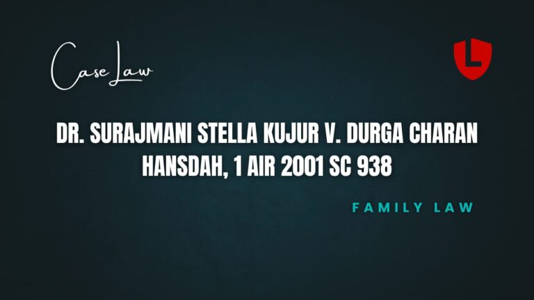 Dr. Surajmani Stella Kujur v. Durga Charan Hansdah, 1 AIR 2001 SC 938